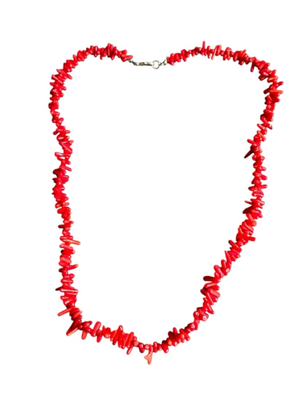 Vintage Red Branch‎ Coral Chip Beaded Necklace 24"